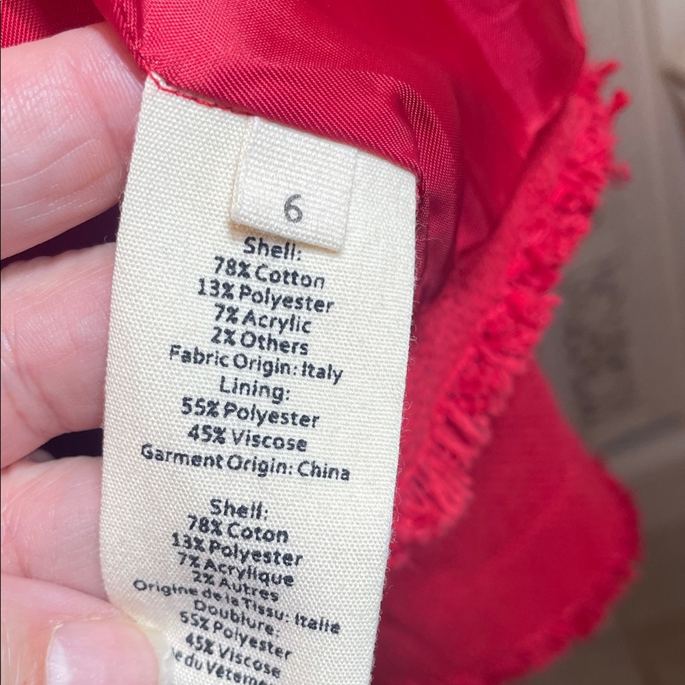 L'AGENCE Red Fringed Open-Front Blazer - Picture 11 of 16